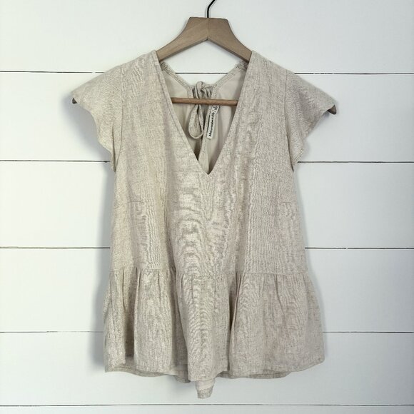 Abercrombie and Fitch cream linen blend short sleeve top Size Small - Picture 1 of 3